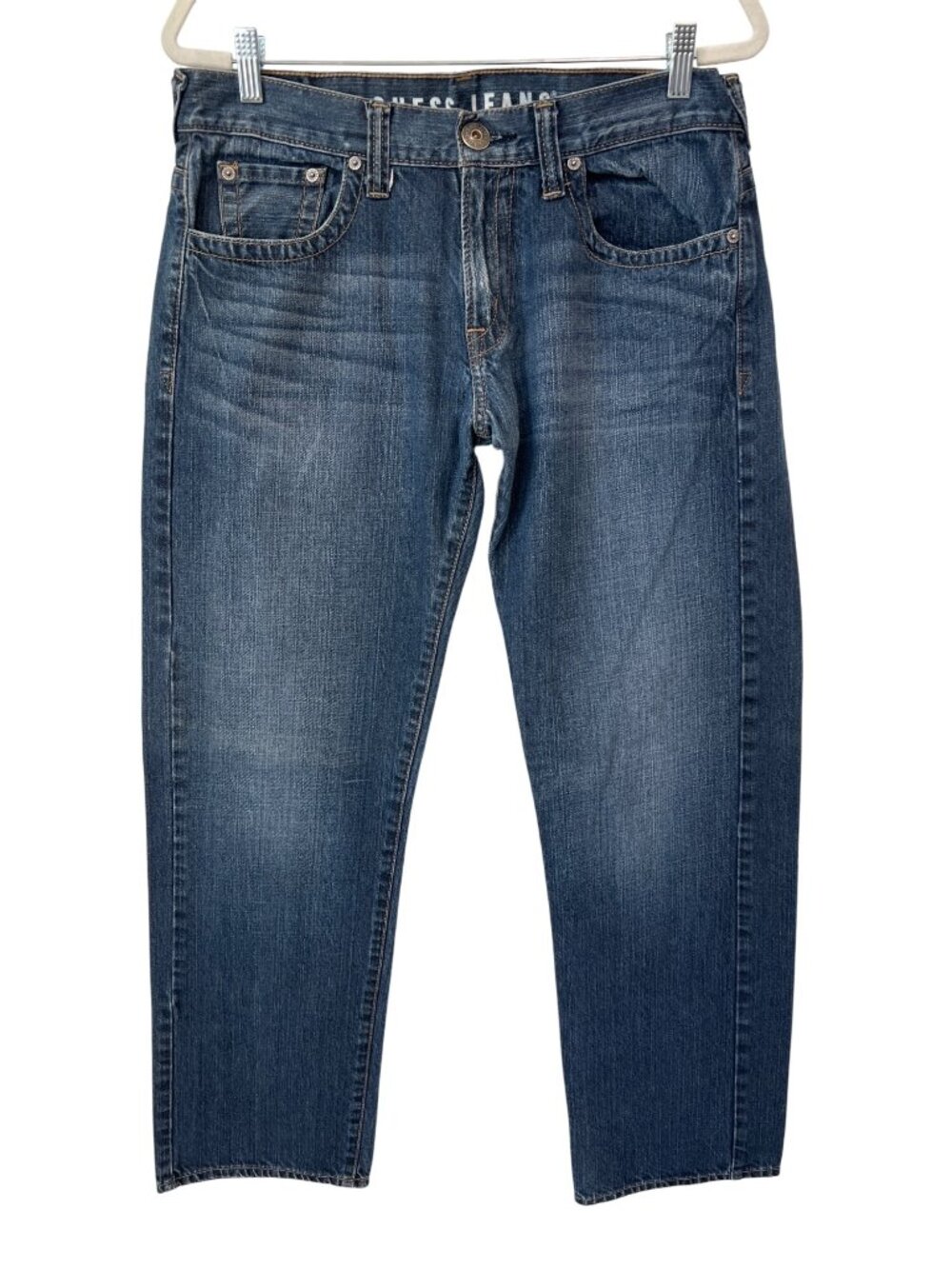 Guess Jeans Rebel Straight Leg Denim Jeans Size 34 Mid Rise Blue Cotton Classic